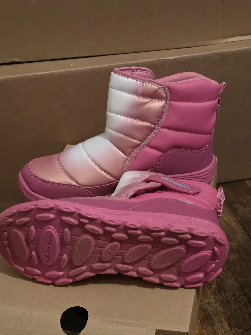 Merrell Kids Pink Ombre Puffer Snow Boots